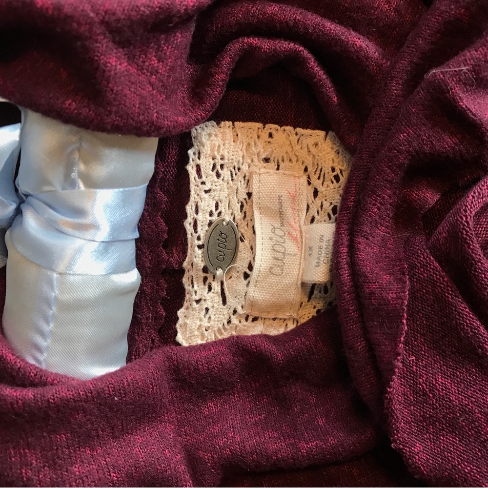 Cupio Plum Cowl Neck Sweater with Long Sleeves and Relaxed Fit, Size 1X. - Picture 3 of 4